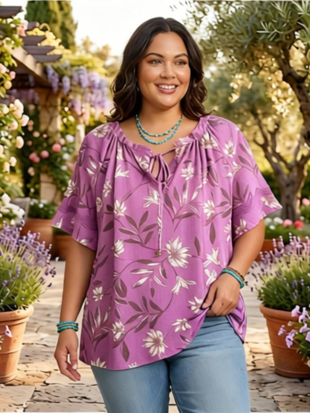Como Blu Women's Peasant Blouse Size 3X Pink Crochet Lace Trim Boho Top NWT